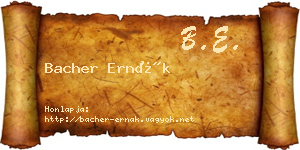 Bacher Ernák névjegykártya